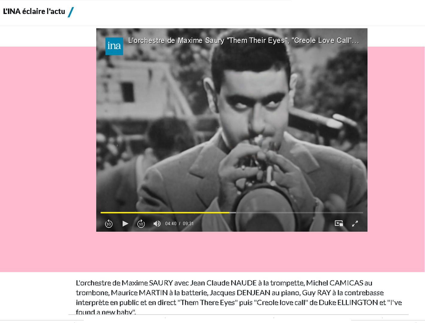 Jean-claude Naude dans l'orchestre de Maxime Saury 